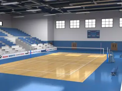 School Gym  Volleyball Court 3D model