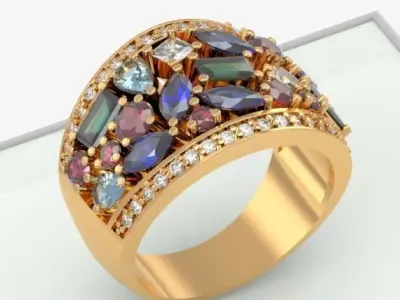 STONE TRACK RING  3D print model