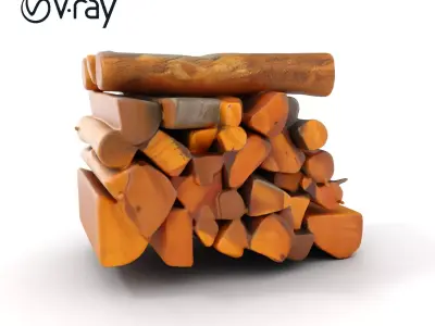 Firewood Log Stack Model Pack for Realistic Rendering Low-poly 3D model