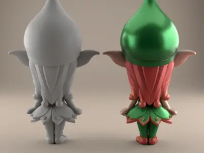 Charming 3D Elf Figurine STL File for Decor 3D print model