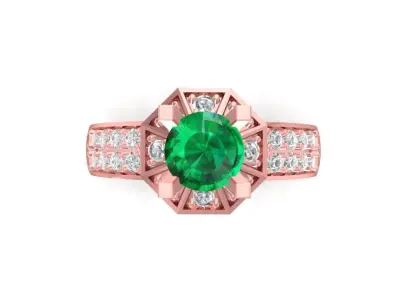Luxury Emerald Diamond Ring 1149 3D print model