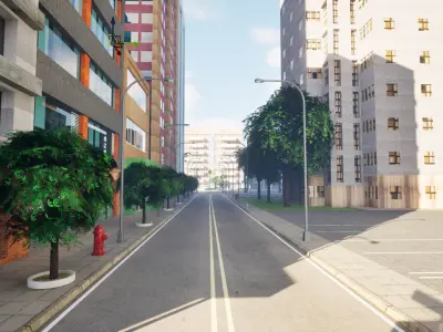 City Downtown Skyscraper Street - Unreal - Lot 07 Low-poly 3D model