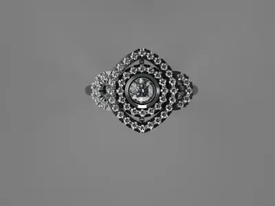 RING WITH GEMS STONES EZA 002 Free 3D print model
