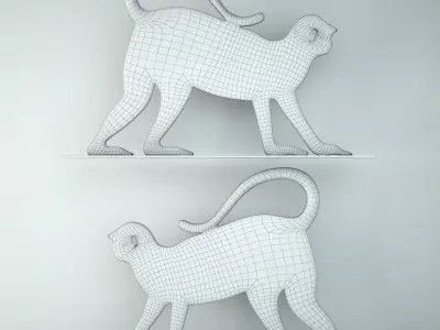 Vintage Wood Monkey Decor 3D model