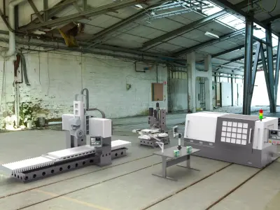 Assembly of machining equipments 3D model