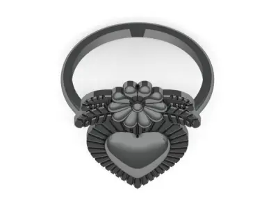Sacred Heart Flower Ring 3D print model