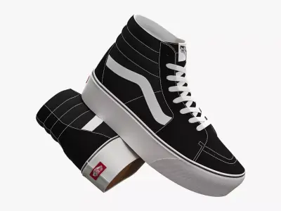 Vans Sk8-Hi Platform Black and White 3D model