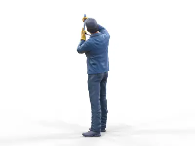 N1 Mechanic Crew working under a car or construction worker 3D print model