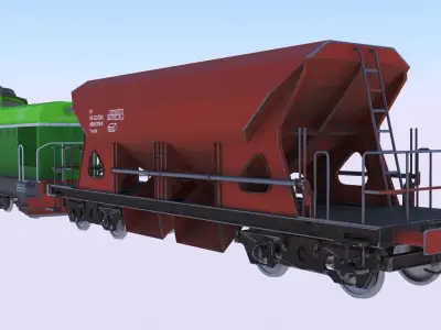 Cargo train PBR VII 3D model