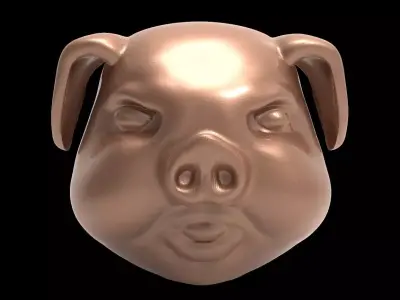 Pig Head Pendant 3D Printable Model  3D print model