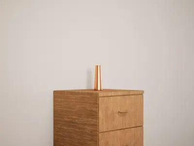 Carafe wooden cabinet with copper pipe Free low-poly 3D model