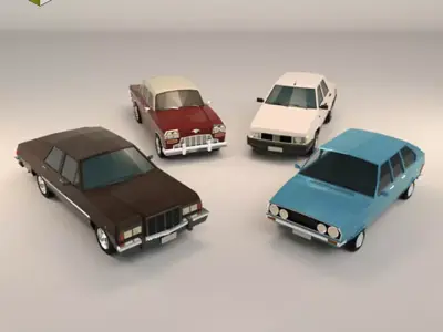 Low Poly Sedan Car Pack 01