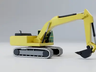 Hydraulic Excavator Lowpoly - Heavy Machinery Equipment Low-poly 3D model