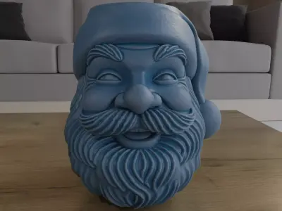 Smiling Santa Head Planter Candy Container STL 3D print model