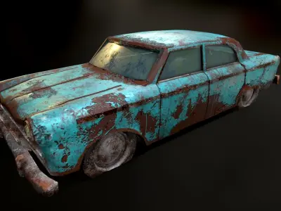Old Discoloured Car Low-poly 3D model