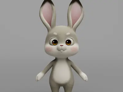 Rabbit cartoon character modeling textures  3D model