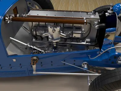 Bugatti Type 35 and 35A with engine 3D model