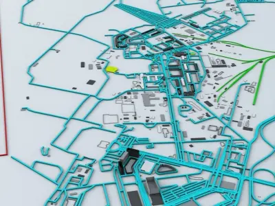 Saint Petersburg Pulkovo LED Airport Roads Buildings Public Tran 3D model