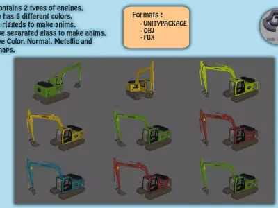 Diggers honda excavator Low-poly 3D model