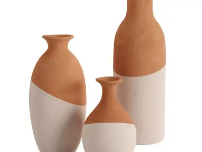 Ivory Dipped Clay Vase 3D model