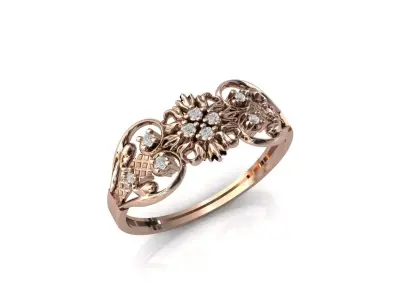 Women Ring Diamond Stone STL 3DM Lightweight Printable 3D print model 45