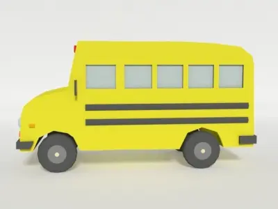 Low Poly Cartoon SchoolBuss Low-poly 3D model