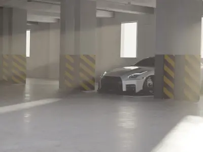Hybrid White Parking Lot 3D Blend File  3D model