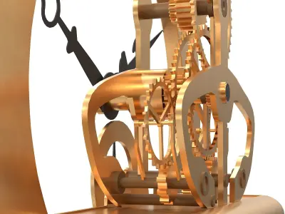 Mechanical Clock GOLD Low-poly 3D model