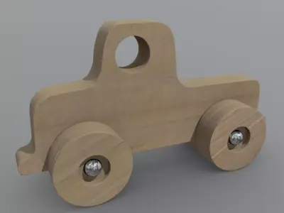 Wooden Car Toy 2 Low-poly 3D model