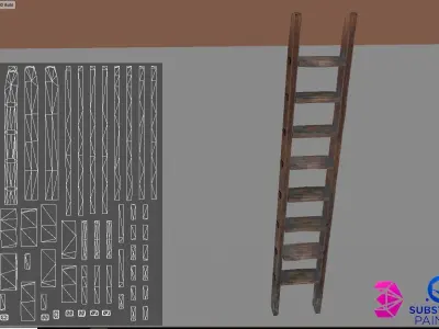 24- Ladder of wood Medieval UE4 Quality Low-poly 3D model