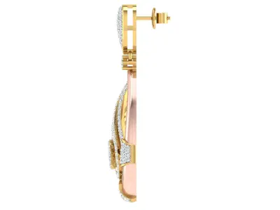 Solitaire Women Drop Earring 3dm STL OBJ FBX Renders Details 3D print model buy