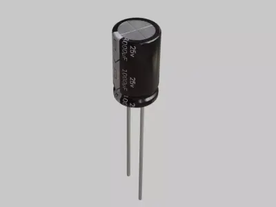 Electrolytic Capacitor - Electronic circuit parts Low-poly 3D model