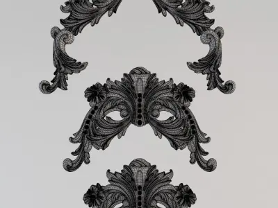 Pattern three ornate masks 3D model