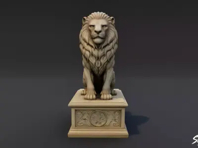 Lion Statue V1 Low-poly 3D model