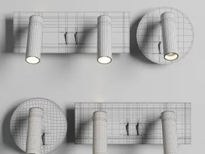 Lucande Magya LED wall light white 2-bulb Low-poly 3D model