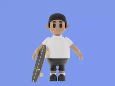 3d character Man Surfskate 3D model