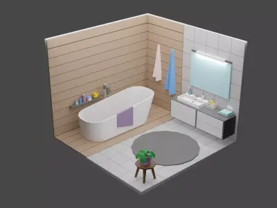 Bath Room 11  Low-poly 3D model