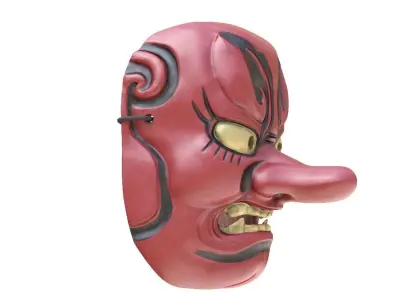 Japanese Mask Tengu Gigaku Low-poly 3D model