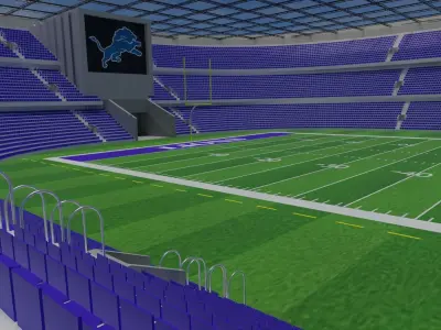 Detroit Lions - American Football Stadium  Low-poly 3D model