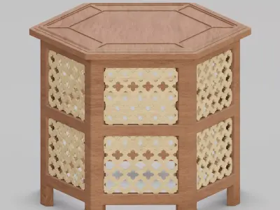 Hexagonal ornate Moroccan table 3D model