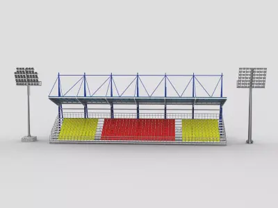 Stadium seating tribune with light  3D model