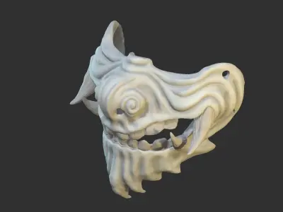 Oni Mask 2 Demon Half Face 3D print model
