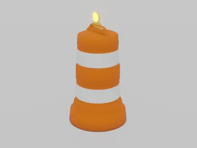Traffic Barrel with Light Low-poly 3D model