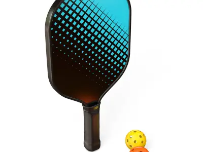 Pickleball set Paddle and Balls 3D model