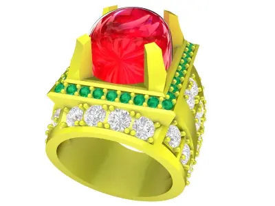 Luxury Oval Gemstone Halo Ring for Men 5153 3D print model