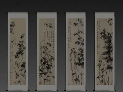 Chinese painting Low-poly 3D model
