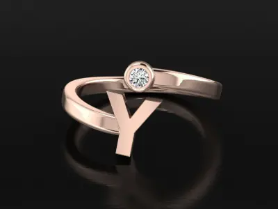 Jewelry Alphabet Ring Y 3D print model