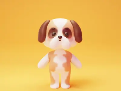 Saint Bernard Dog - Cute Cartoon Animal Character 3D model