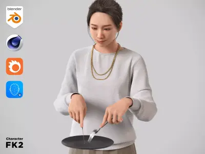 Modular Character - Asian Smart Casual Woman - FK2 Low-poly 3D model