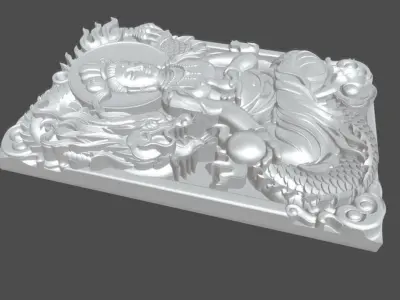 Guanyin and dragon 3D model